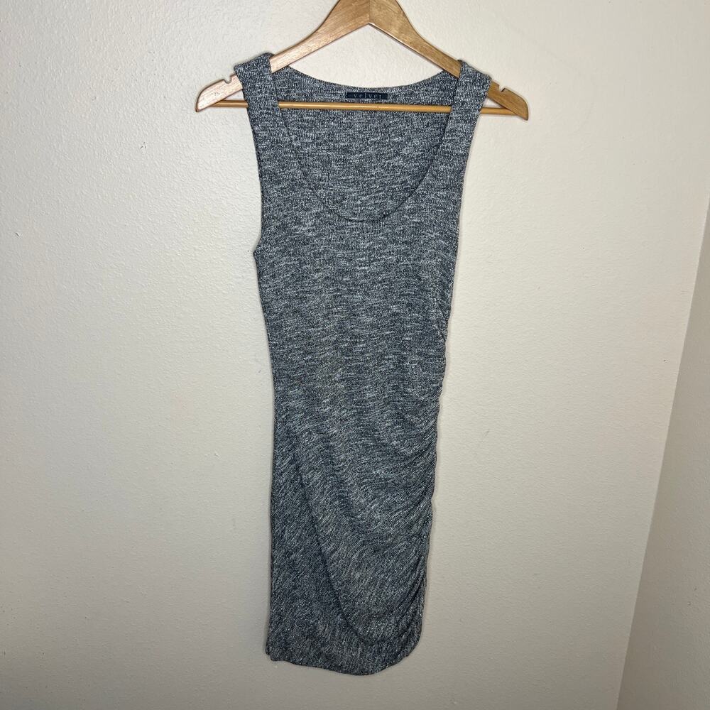 Velvet by Graham & Spencer Gray Black With Silver Accents Ruched Side Dress S